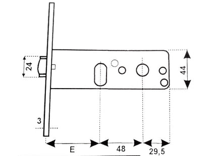 CORNI SERRATURA DA INFILARE ART.9730070 ENTRATA MM70 AMBIDESTRA*