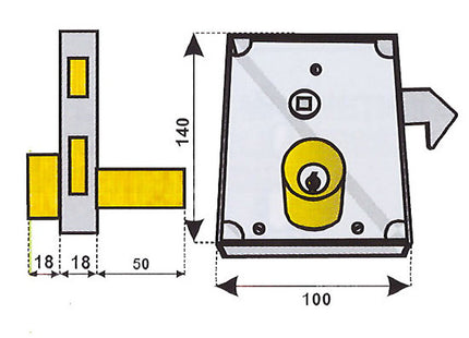 FANGAZIO SERRATURA DA APPLICARE A GANCIO CON CILINDRO LUNGO DX