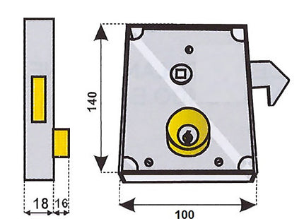 FANGAZIO SERRATURA DA APPLICARE A GANCIO CON CILINDRO CORTO DX