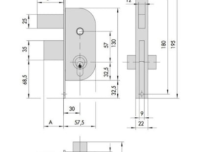 CISA SERRATURA DA INFILARE CON CILINDRO ENTRATA MM30 AMBIDESTRA