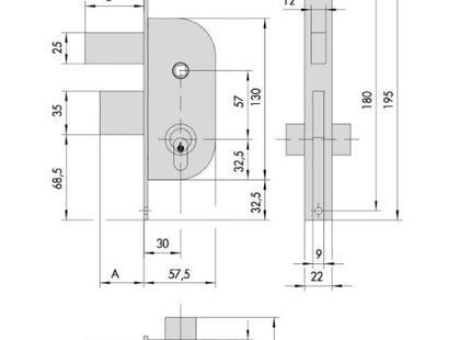 CISA SERRATURA DA INFILARE CON CILINDRO ENTRATA MM30 AMBIDESTRA
