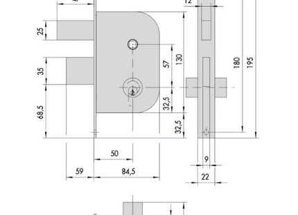 CISA SERRATURA DA INFILARE CON CILINDRO ENTRATA MM50 AMBIDESTRA