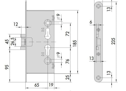 CISA SERRATURA DA INFILARE ANTIPANICO ENTRATA MM65 AMBIDESTRA