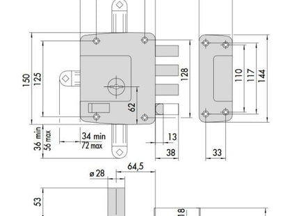 CISA SERRATURA DA APPLICARE DI SICUREZZA 1 CHIUSURA ENTRATA MM64 SX*