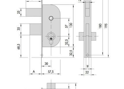 CISA SERRATURA DA INFILARE SENZA CILINDRO ENTRATA MM30 AMBIDESTRA*