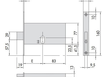 CISA SERRATURA DA INFILARE PER FASCE H.MM77 ENTRATA MM70 AMBIDESTRA