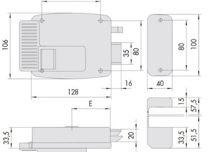 CISA ELETTROSERRATURA DA APPLICARE CON PULSANTE INTERNO ENTRATA MM60 SX
