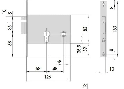 CISA ELETTROSERRATURA DA INFILARE PER FASCE H.MM82 ENTRATA MM58 SX