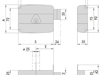 CISA SERRATURA DA APPLICARE CILINDRO INTERNO ENTRATA MM50 SX