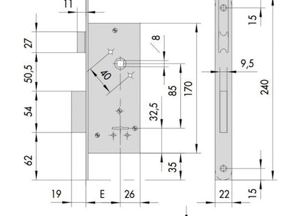 CISA SERRATURA DA INFILARE A DOPPIA MAPPA ENTRATA MM60 AMBIDESTRA