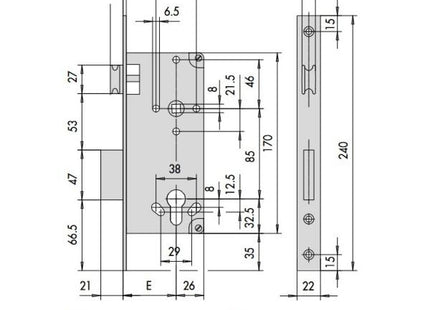 CISA SERRATURA INFILARE A CILINDRO ENTRATA MM50 AMBIDESTRA