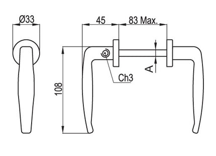 NOVA-FERR MANIGLIA IN LEGA VERNICIATA NERA CON GRANO PER QUADRO MM8