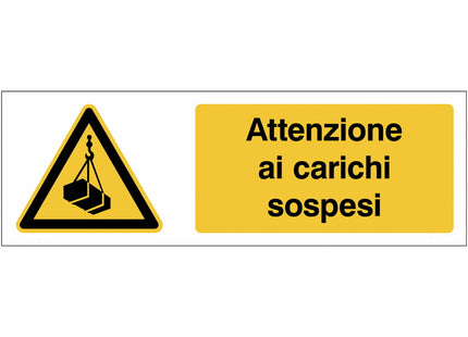 SEGNALE ATTENZIONE AI CARICHI SOSPESI IN ALLUMINIO MM350X125