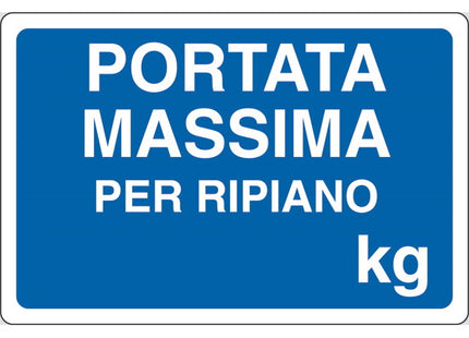 SEGNALE PORTATA MASSIMA PER RIPIANO KG IN ALLUMINIO MM180X120