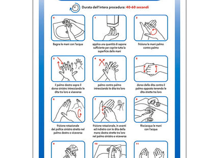 SEGNALE COME LAVARSI LE MANI CON ACQUA E SAPONE IN ALLUMINIO MM300X200