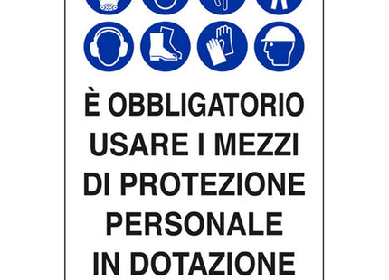 SEGNALE IN POLIONDA MM400X300 E' OBBLIGATORIO USARE I MEZZI DI PROTEZ...