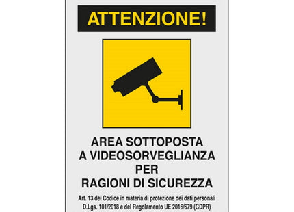 SEGNALE ATTENZIONE AREA SOTTOPOSTA A VIDEOSORV...IN ALLUMINIO MM300X200
