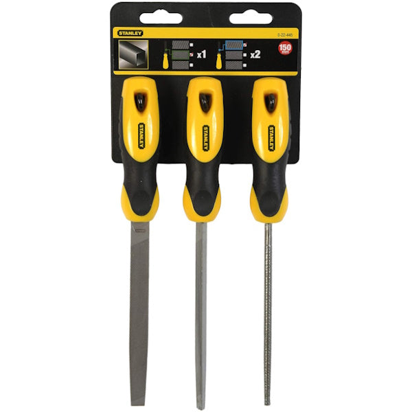 STANLEY SET 3 LIME TRIANGOLARE TONDA E PIATTA DA MM150