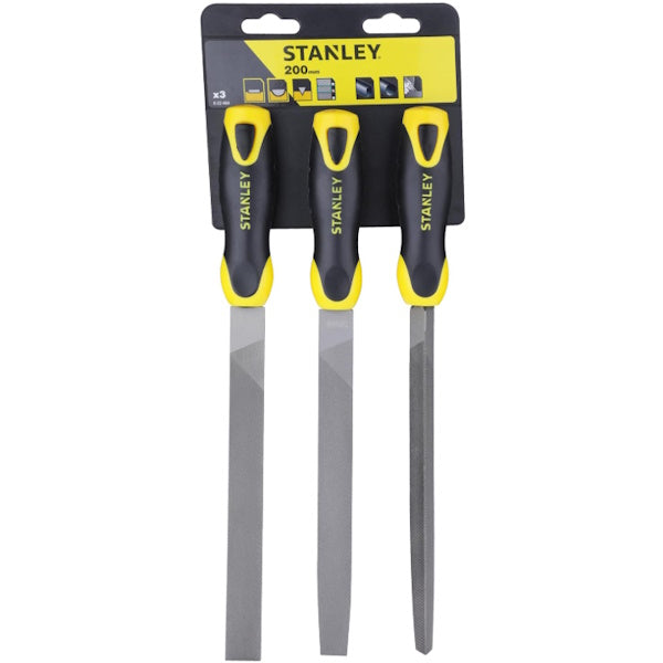 STANLEY SET 3 LIME TRIANGOLARE MEZZATONDA E PIATTA DA MM200