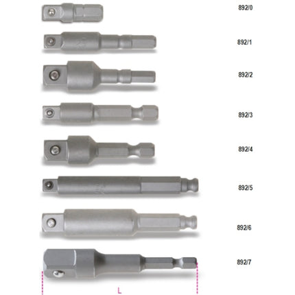 BETA   892/4 RACCORDO PER AVVITATORI ATTACCO 1/4" QUADRO 3/8" MM50