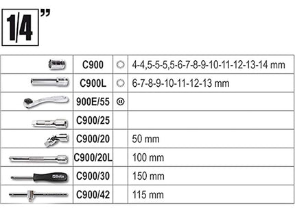 BETA   903E/C98 SERIE 45 CHIAVI A BUSSOLA ESAGONALI 1/4"-1/2"