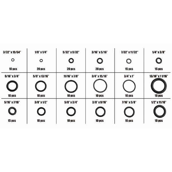 FERVI ASSORTIMENTO DI O-RING A POLLICI TOTALE PZ225