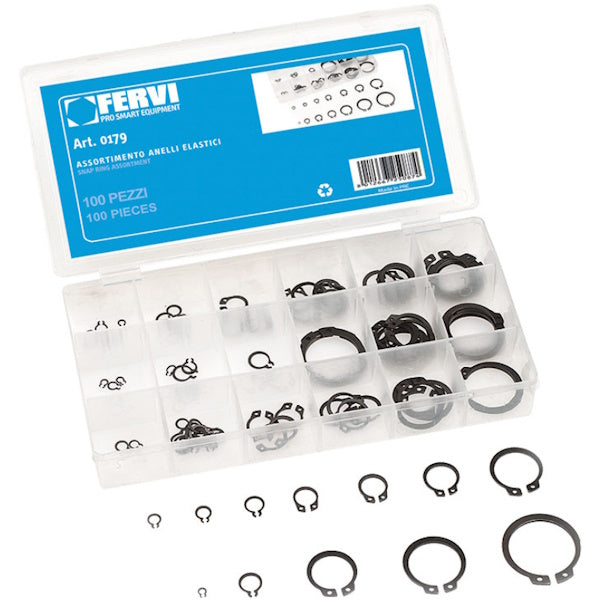 FERVI ASSORTIMENTO DI ANELLI ELASTICI SEEGER TOTALE PZ100