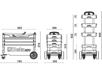 BETA C27S-R CARRELLO PORTAUTENSILI RICHIUDIBILE VUOTO ROSSO (A2024)
