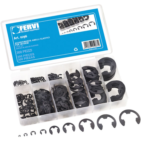 FERVI ASSORTIMENTO DI ANELLI DI ARRESTO RADIALI PER ALBERI TOTALE PZ300