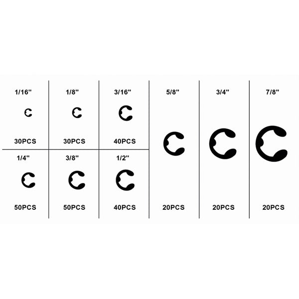FERVI ASSORTIMENTO DI ANELLI DI ARRESTO RADIALI PER ALBERI TOTALE PZ300