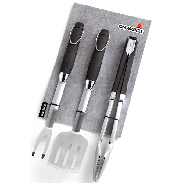 OMPAGRILL SET BARBECUE EXPERT IN BLISTER DA PZ 3 IN ACCIAIO INOX