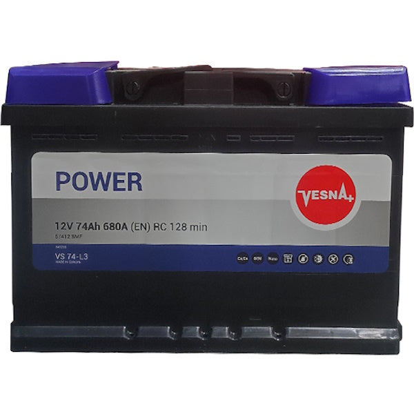 VESNA BATTERIA PER VEICOLI MOD. POWER VS74-L3 74AH 680A