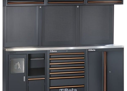 BETA C45PRO AX ARREDO PRO A-2MT 3 MODULI CON PIANO INOX E PENSILI GRIGIO