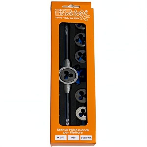 STELLA BIANCA KIT FILIERE HSS M3-M12 CON PORTAFILIERE MM25X9