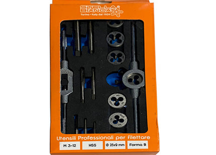 STELLA BIANCA KIT MASCHI E FILIERE HSS M3-M12 + GIRAMASCHI/PORTAFILIERE