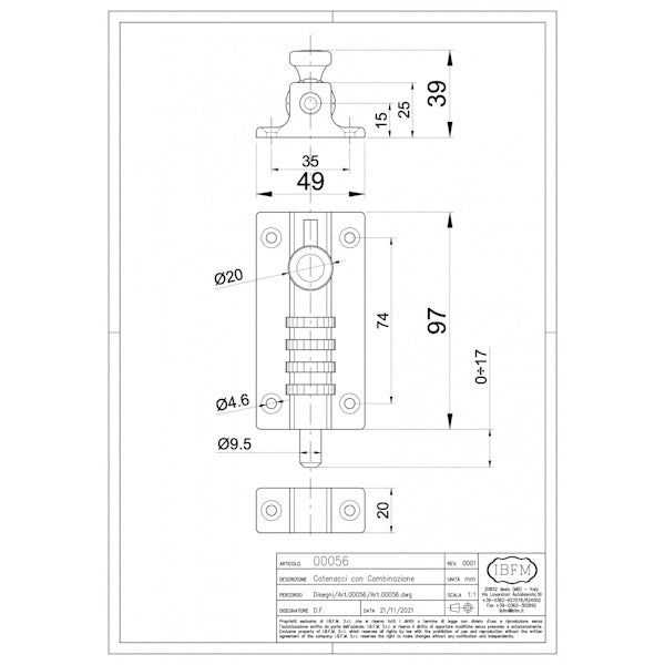 IBFM CATENACCIO IN ALLUMINIO A COMBINAZIONE ART. 56 NERO