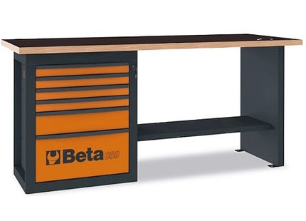 BETA C59A/O BANCO CON CASSETTIERA DA 6 CASSETTI MM.2000X700 ARANCIO*