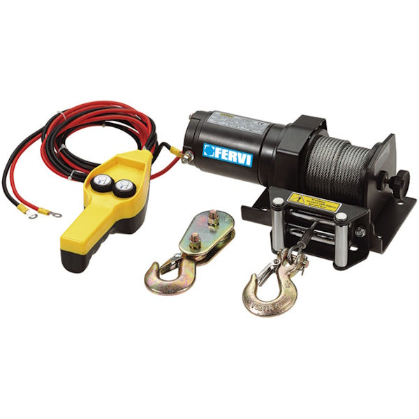 FERVI ARGANO ELETTRICO A 12V TIRO KG 450/900 CON CAVO D.MM4X15MT