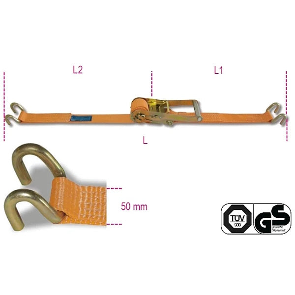 ROBUR SISTEMA DI ANCORAGGIO GANCI SPONDA ART.8182S KG2000 MM50X8,5MT