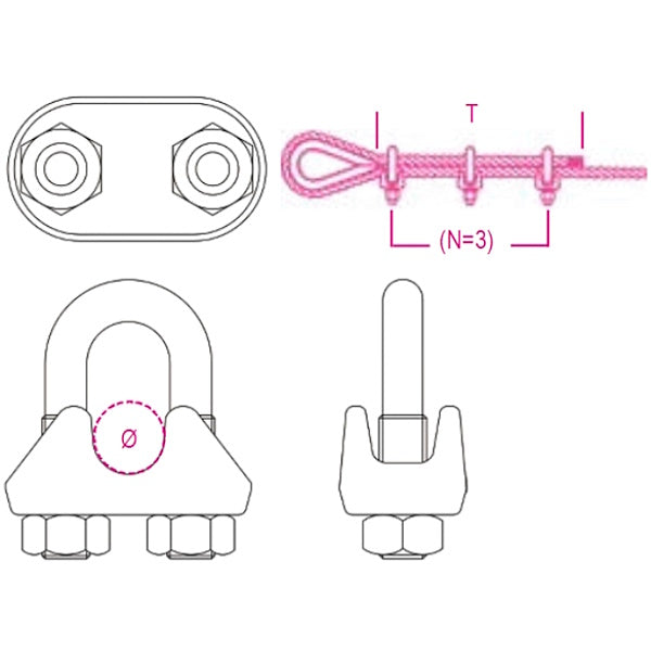 ROBUR SIGMA MORSETTI PER FUNE CON BASE IN GHISA D.MM12-13 ART.8516