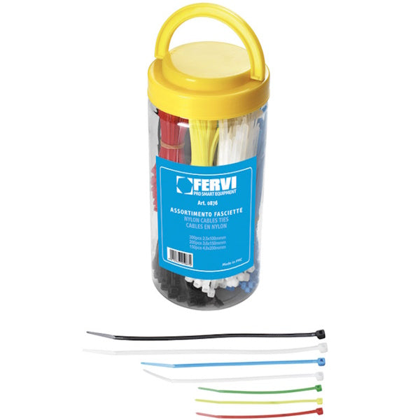 FERVI ASSORTIMENTO DI FASCETTE IN NYLON COLORATE TOTALE PZ650