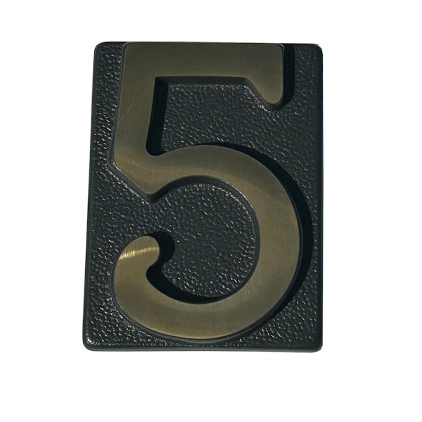ALUBOX NUMERO CIVICO "5" IN OTTONE PER TARGA GRIGIO/OTTONE LUCIDO