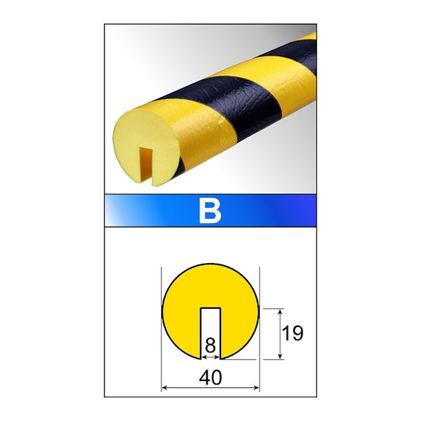 AMPERE PROFILO TIPO "B" A INCASTRO D.MM40 MM19X8 MT1 GIALLO/NERO