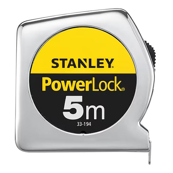 STANLEY FLESSOMETRO POWERLOCK CASSA IN ABS CROMATO MT 5 NASTRO MM19