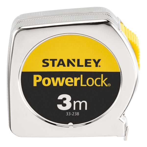 STANLEY FLESSOMETRO POWERLOCK CASSA IN ABS CROMATO MT 3 NASTRO MM12,7