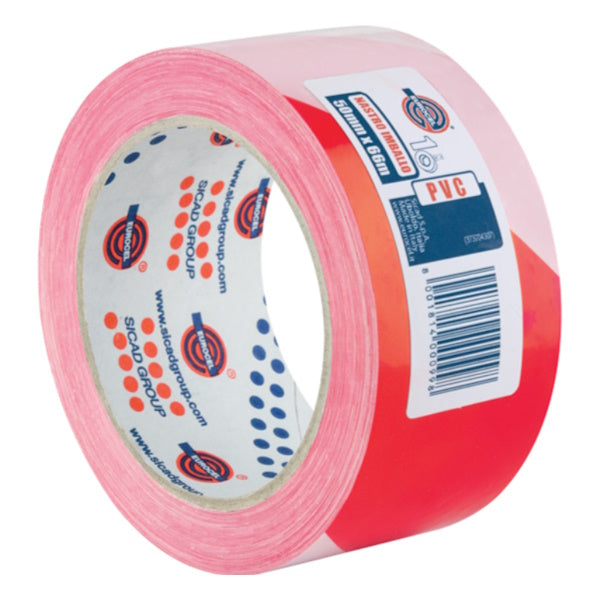 EUROCEL NASTRO SEGNALETICO ADESIVO IN PVC BIANCO/ROSSO MM50X66MT