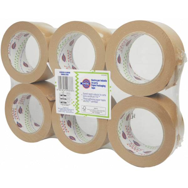 EUROCEL NASTRO ADESIVO IMBALLAGGIO CARTA AVANA MM50X50MT ECOPACK 15 PZ6