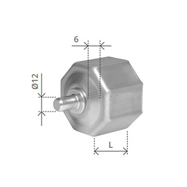 BOLIS CALOTTA CON PERNO BOMBATA PER RULLO TAPPARELLE OTTAGONALE
