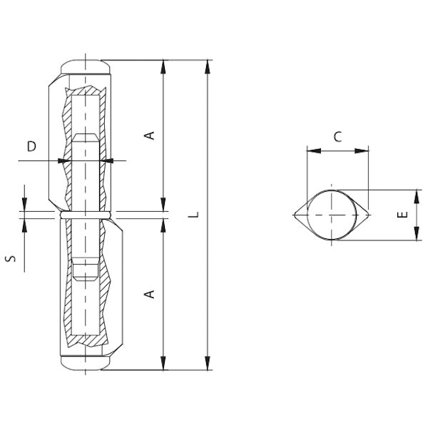 COMUNELLO CERNIERA FUTURA CON PERNO IN ACCIAIO MM9 ART.570-80