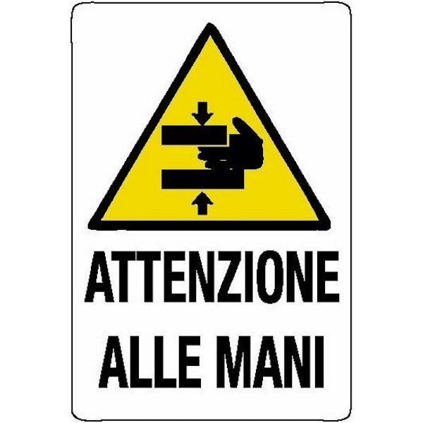 SEGNALE ATTENZIONE ALLE MANI IN ALLUMINIO MM360X360*